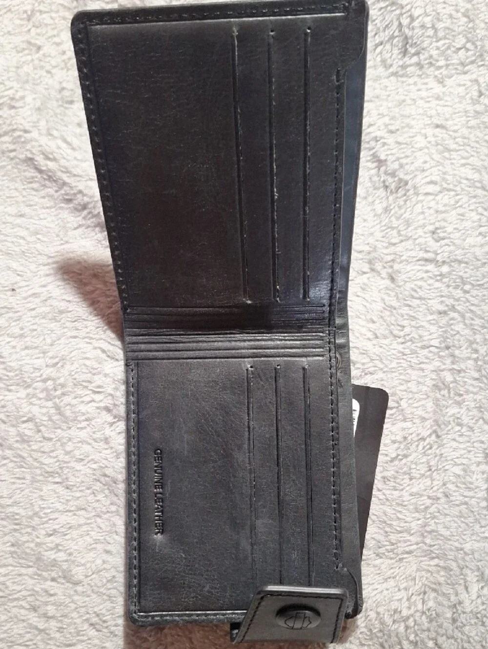 NWT Harley-Davidson Black Leather Bi-Fold Card Holder with Snap Strap